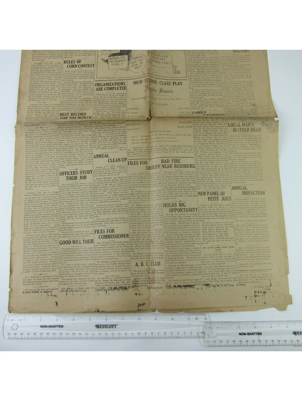 The Ansonian Newspaper Ansonia Darke County Ohio Thursday May 1928 Antique RARE